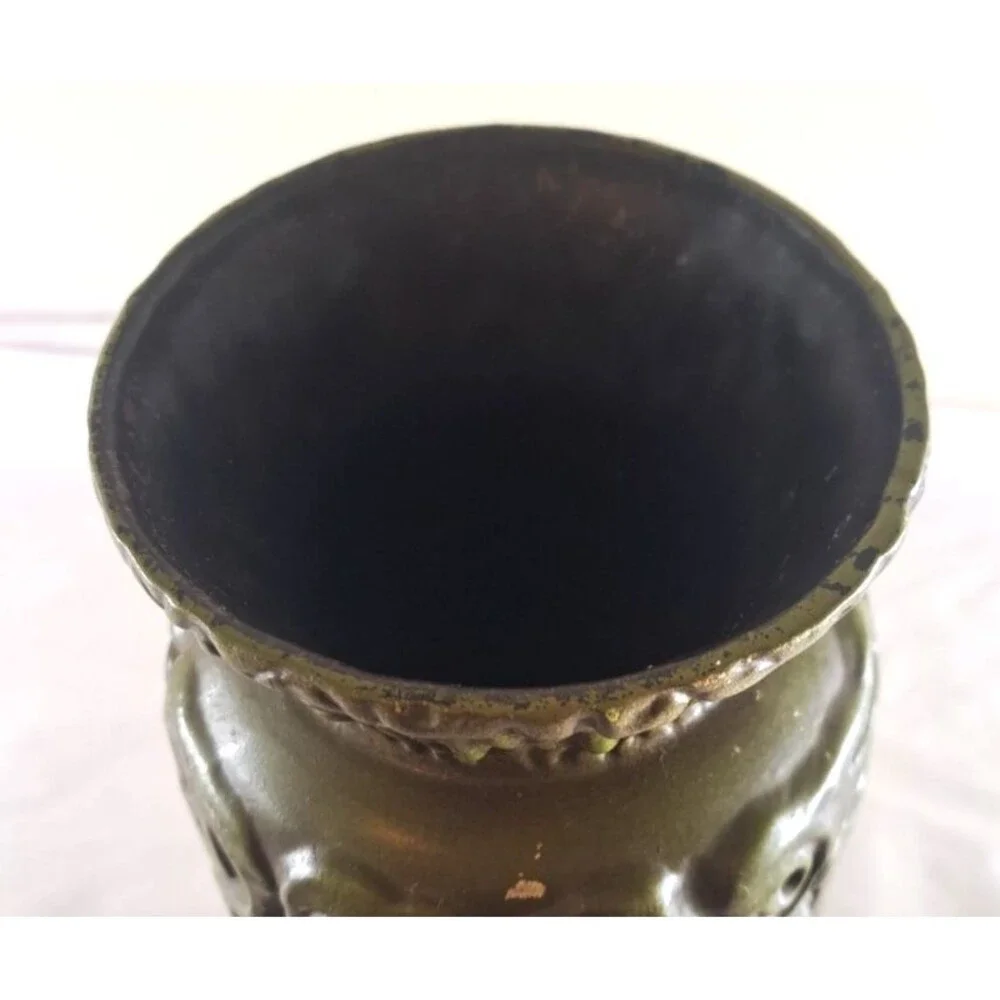 Vintage Haeger Pottery Tiki Vase 4079 Green Mid Century 12